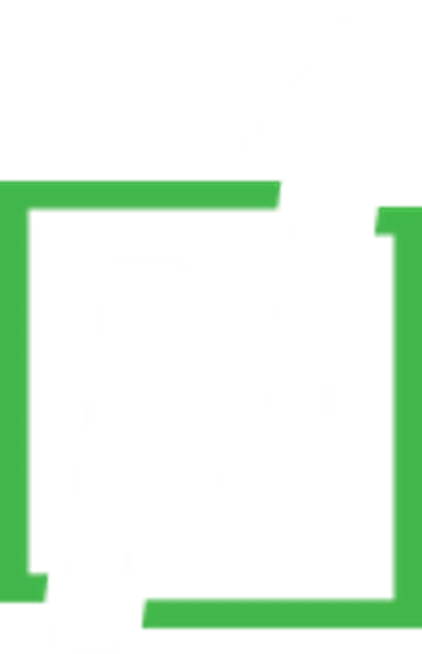 White upward zigzag arrow inside a green square frame symbolizing growth or progress
