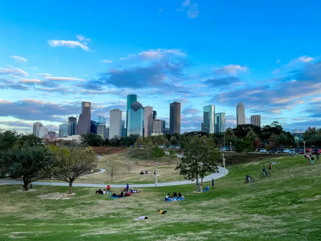 a park with a city in the The Best SEO Agency for Houston Businesses