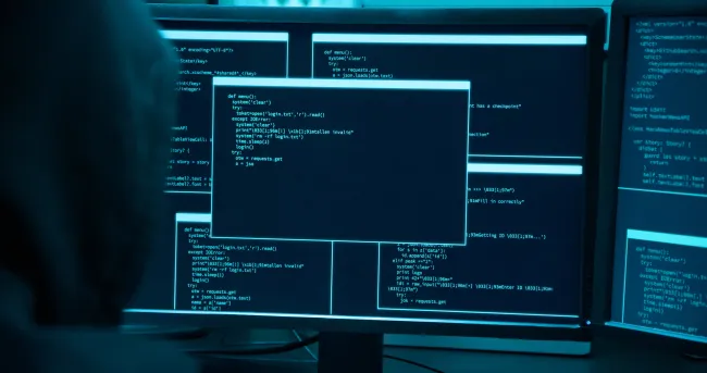 a computer screen with a blue background