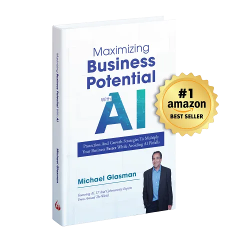 Book cover for Maximizing Business Potential with AI by Michael Glasman, featuring AI growth strategies and Amazon bestseller badge.