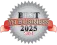 Silver badge with red ribbon stating Best in Business 2025 and SBM logo in the center