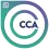 Circular logo with gradient green to purple ring and bold navy CCA letters in the center on white background.