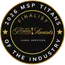 Black and gold circular badge for 2026 MSP Titans of the Industry finalist in legal services with overlaid text.
