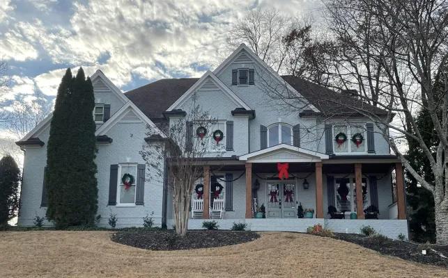 a house with a large front yard