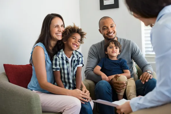 Family adopting children.