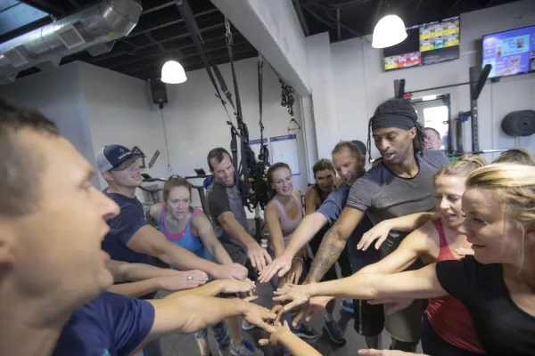a group of people in a room