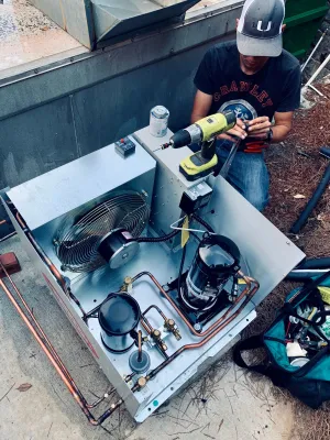 a man working on a machine
