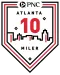Logo for PNC Atlanta 10 Miler featuring city skyline and bold red number 10