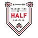 Invesco QQQ Thanksgiving Day Half Marathon logo with stylized leaf and bold red and black text.