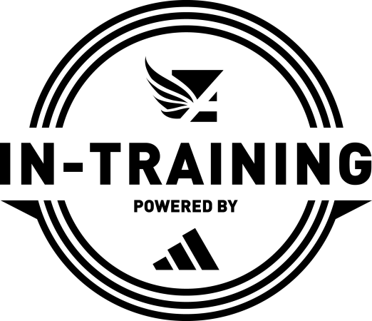 Black and white silhouette of a howling wolf with full moon behind it on a square black background.
