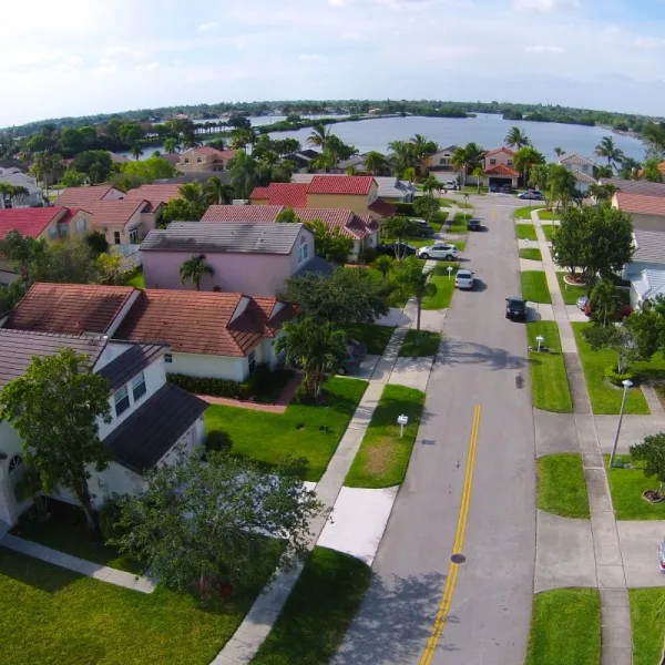 a road with houses along it