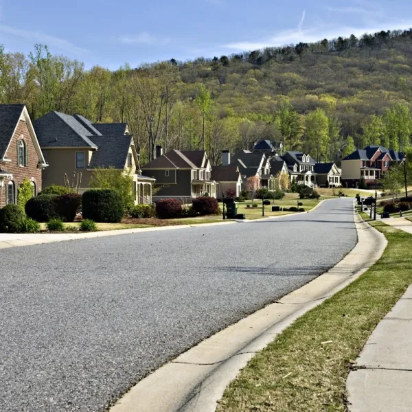 a road with houses along it