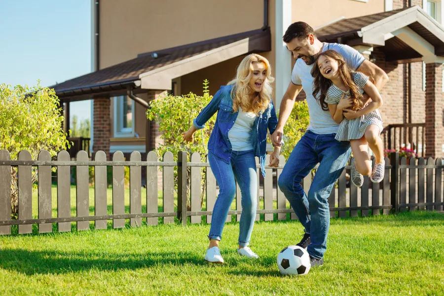 a group of people playing soccer