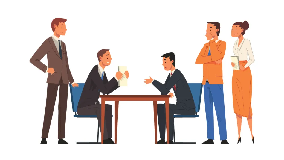 a group of people having a discussion