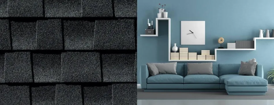 a roof and a living room