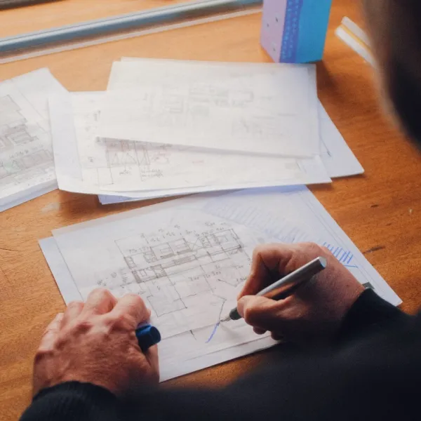 a person writing on a piece of paper
