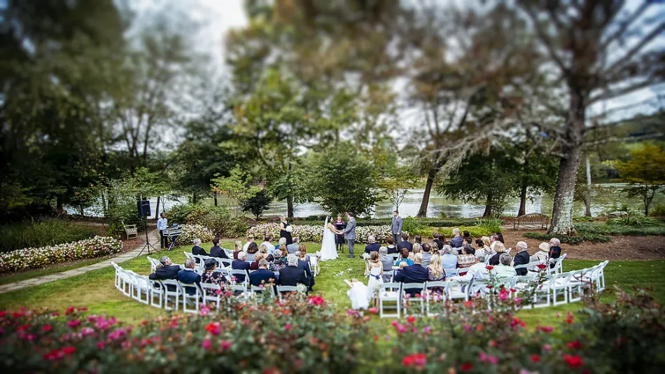 a large outdoor wedding seating