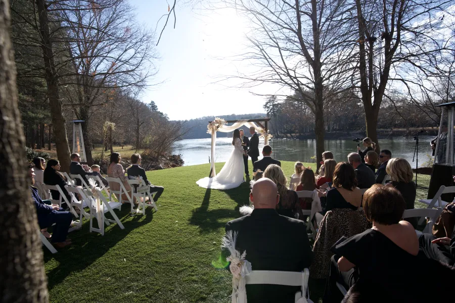 a large outdoor wedding seating