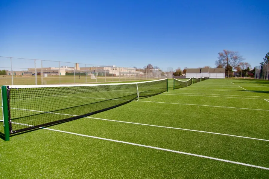 a football field with a net