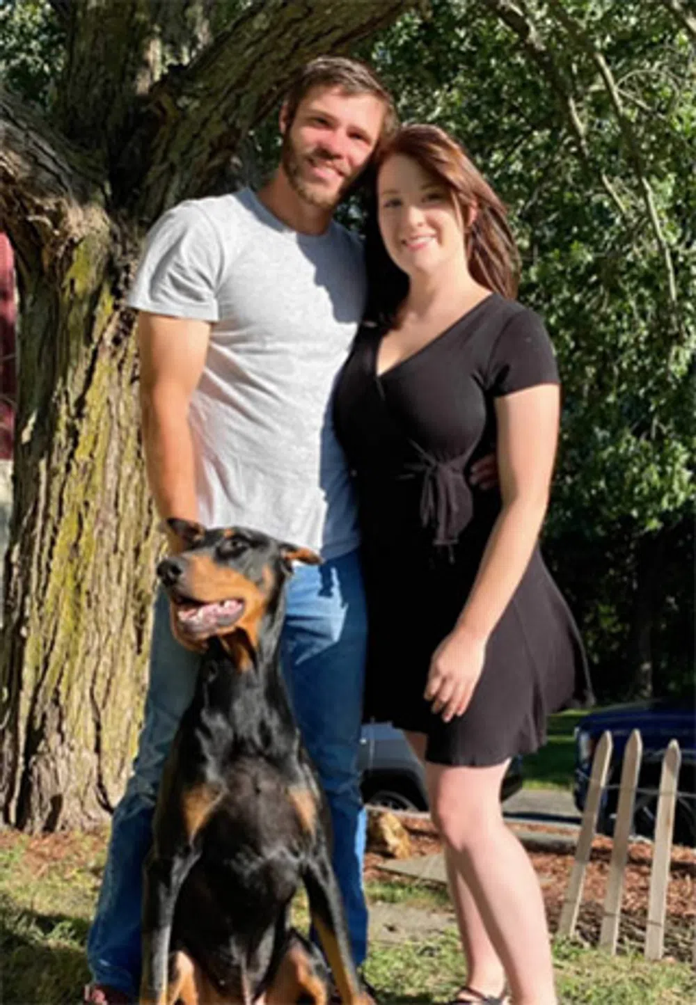 Man and woman standing outdoors