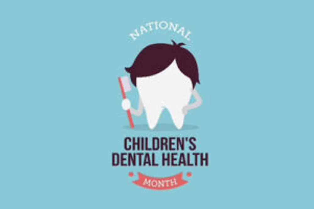 Illustration of a tooth with hair holding a toothbrush