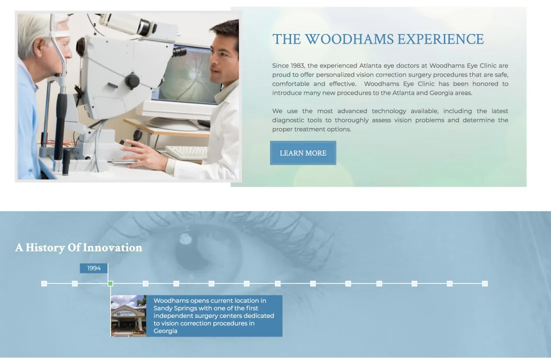 Image of website for Woodhams Eye Clinic