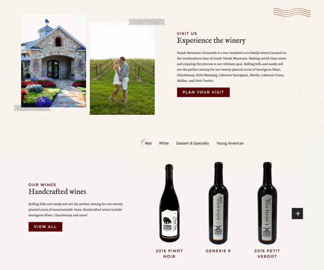 Image of website for Yonah Mountain Vineyards