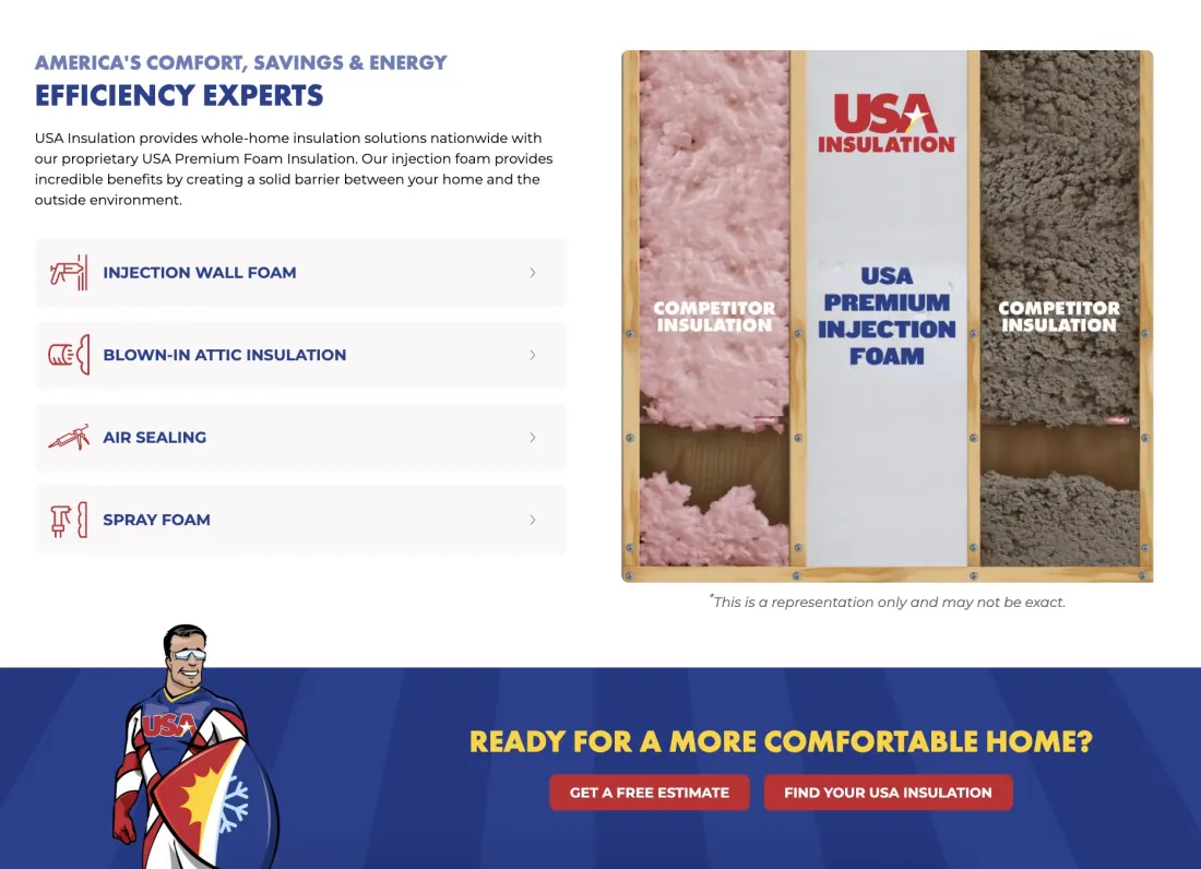 Image of website for USA Insulation