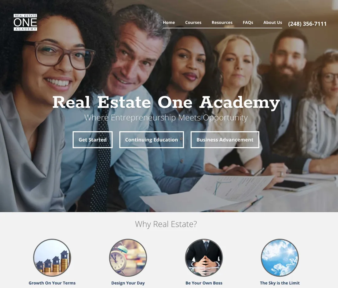 Image of website for Real Estate One Academy