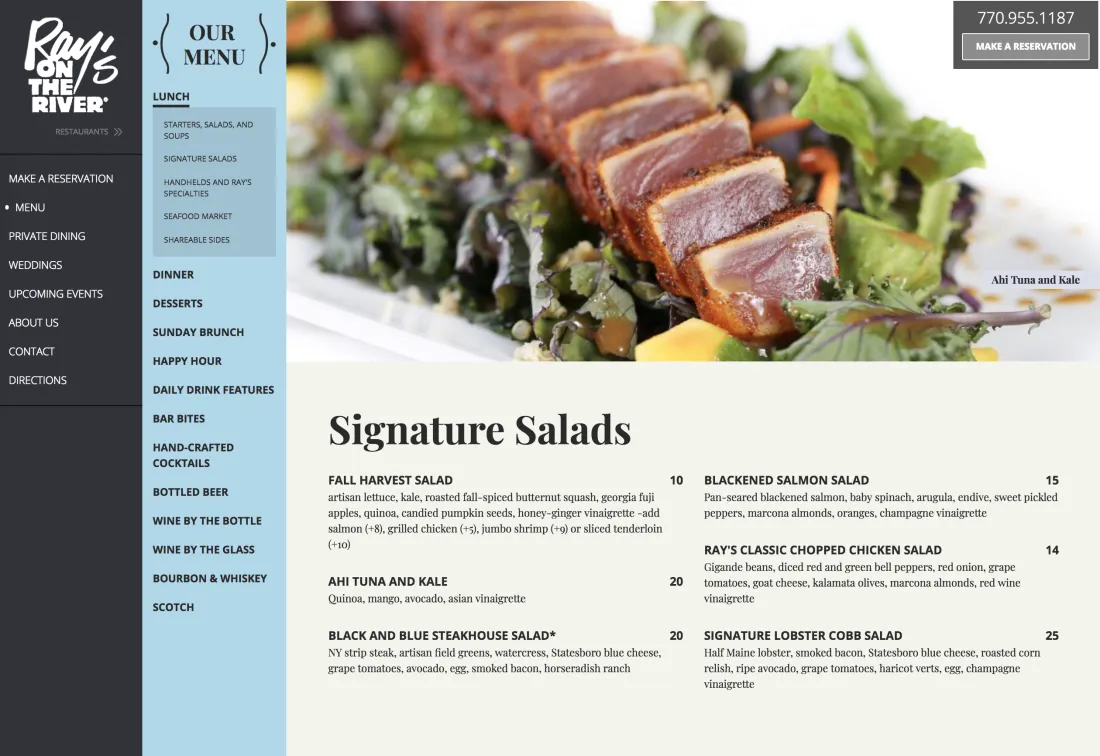 Image of website for Ray's Restaurants