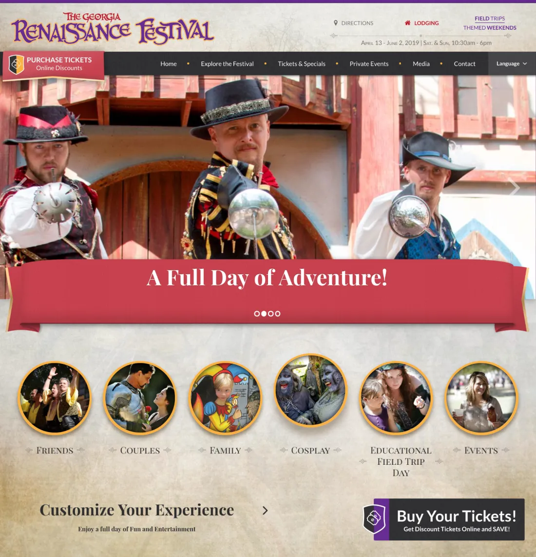 Image of website for Georgia Renaissance Festival