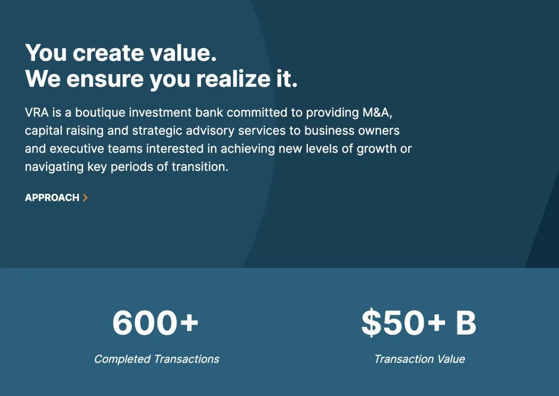 Image of website for VRA Partners