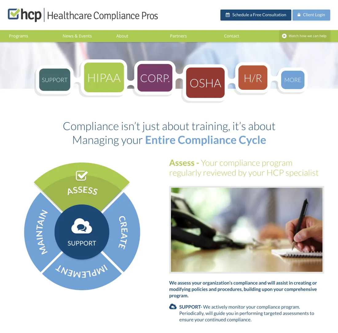 Image of website for Healthcare Compliance Pros