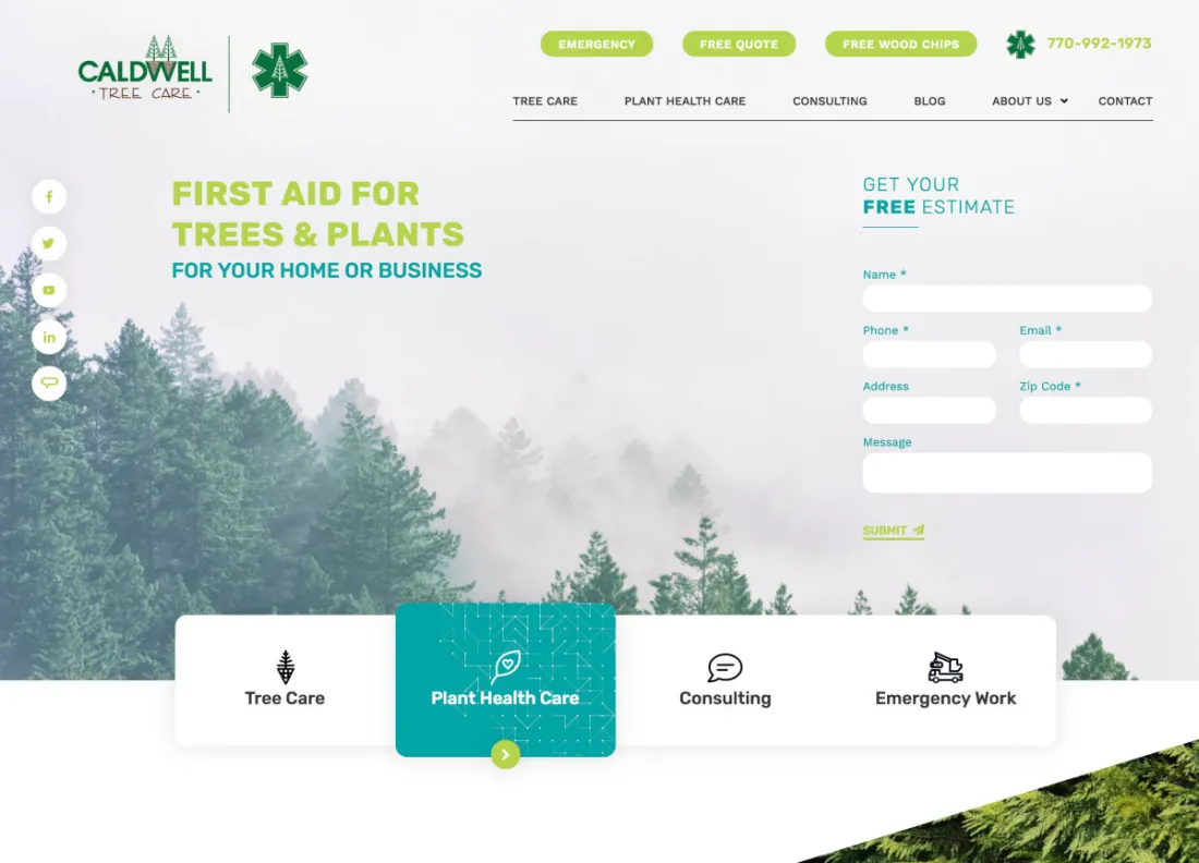 Image of website for Caldwell Tree Care