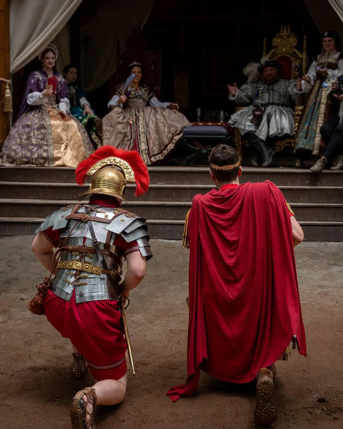 Gladiators kneel before the King and Queen at the Georgia Renaissance Festival