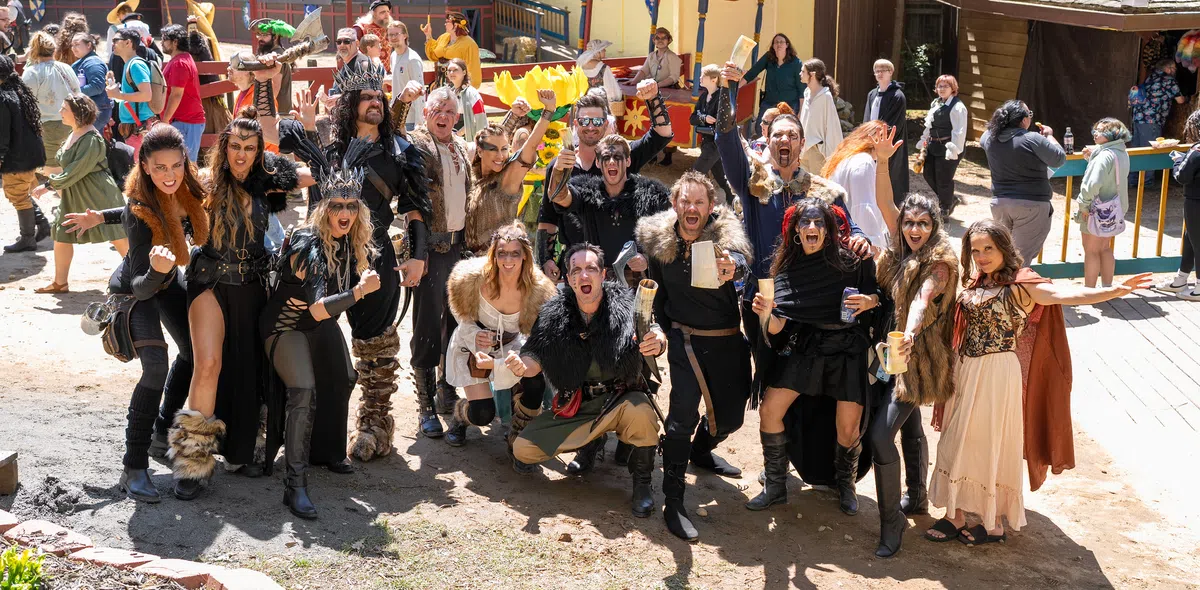 A group of performers in Viking costume at the Festival.
