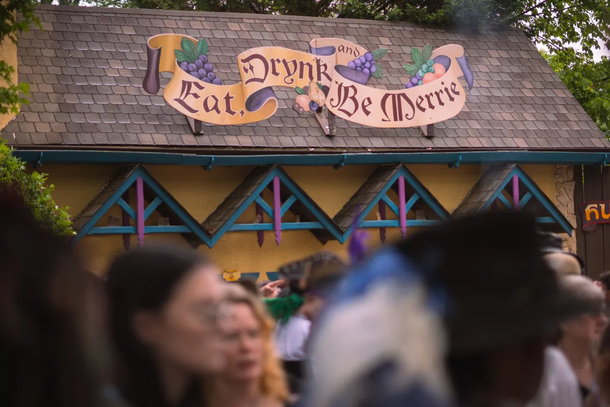 A Festival sign reading Eat, Drynke and Be Merry