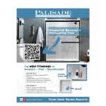 Bathroom shower with Palisade waterproof, grout-free wall system, corner shelf, niche, and QR code for installation video.