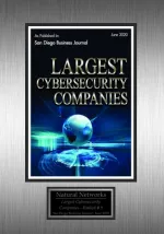 Award plaque for Natural Networks recognized as a top 9 largest cybersecurity company by San Diego Business Journal in June 2020.