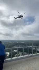HVAC RTU Helicopter lift in Buckhead Midtown Atlanta 30309 by The Air Company of GA