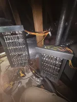 HVAC Heating Repair in Sandy Springs Atlanta 30328 by The Air Company of GA.  Two HVAC heating element panels with wiring in an attic under construction with tools and ductwork.