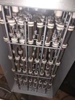 HVAC Heating Repair in Sandy Springs Atlanta 30328 by The Air Company of GA.  Electric heating element assembly with coils and ceramic insulators.