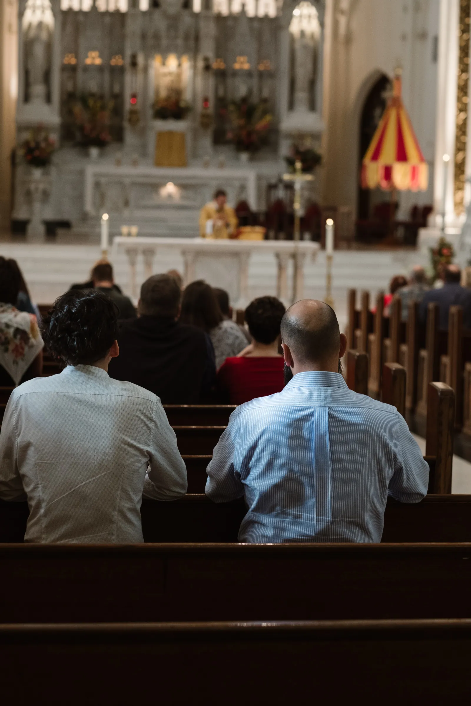 People attending a catholic mass