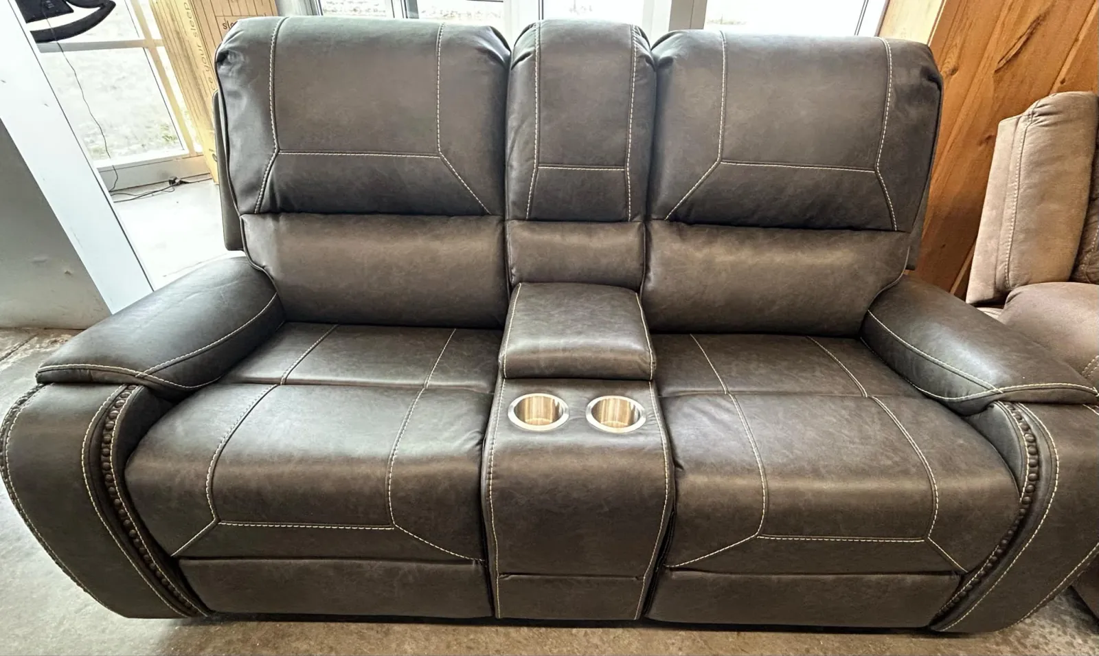 a leather couch in a room