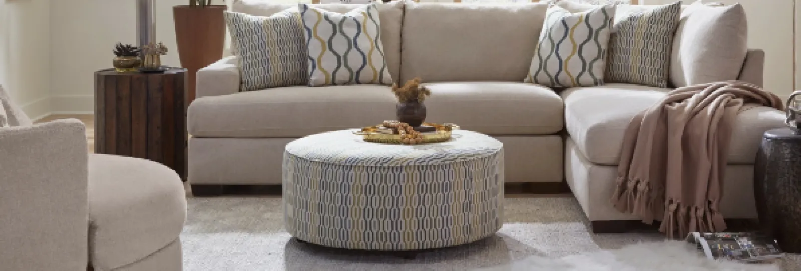 a living room with a couch and a coffee table