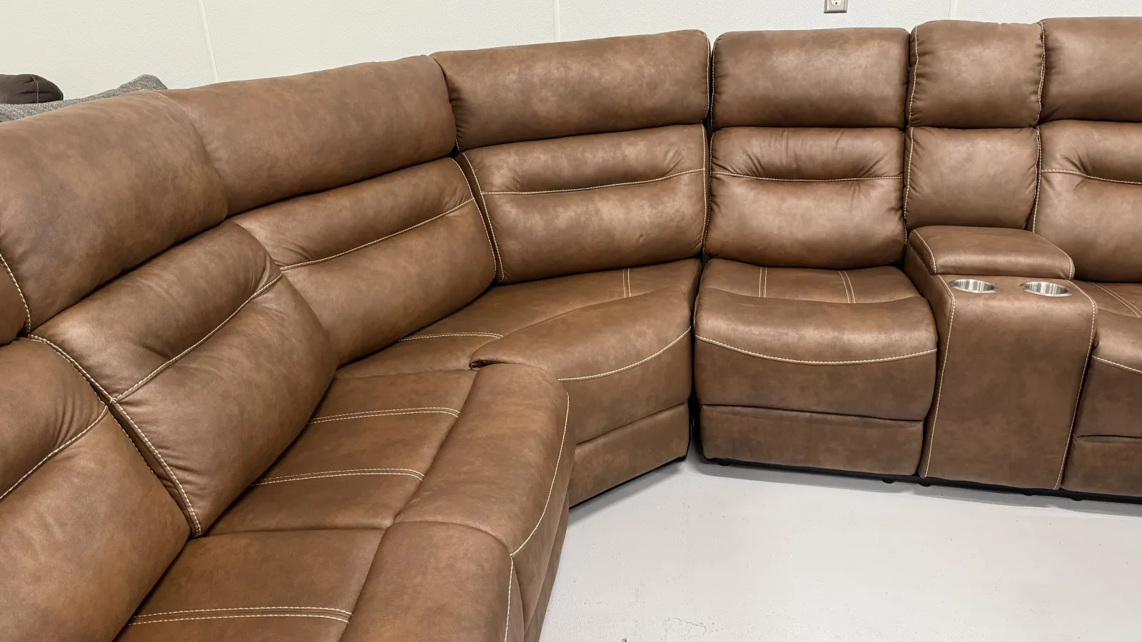 a brown leather couch