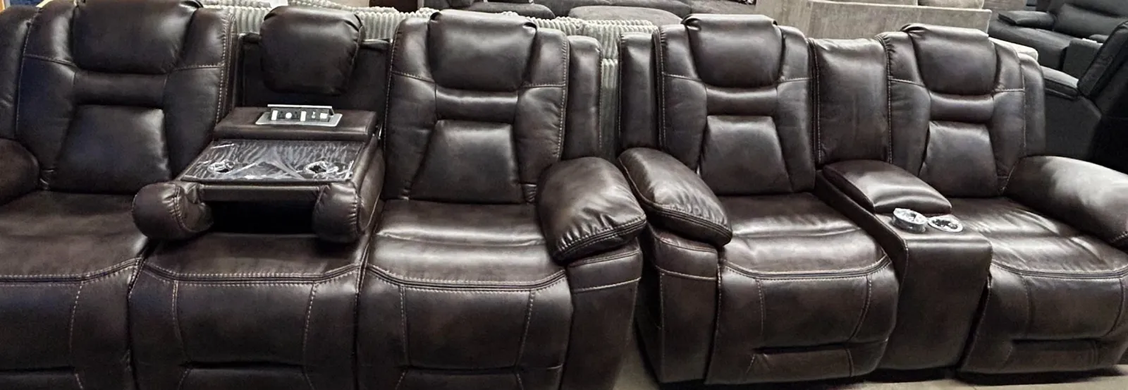 a black leather couch