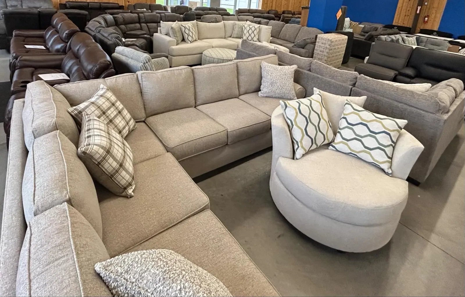 a large group of couches