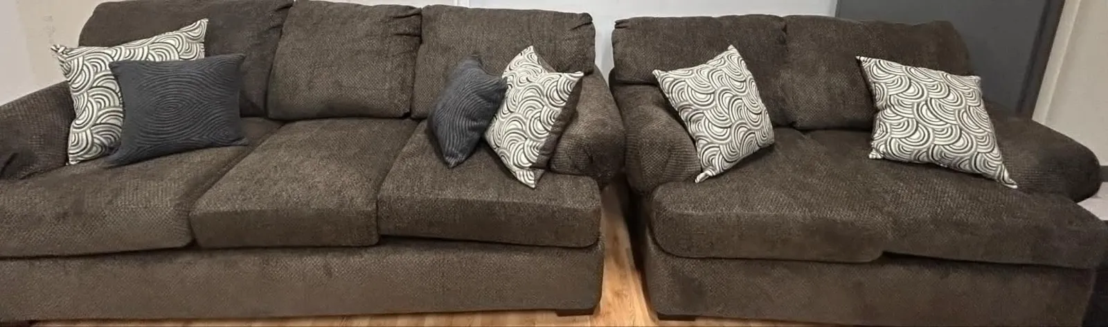 a couch with pillows