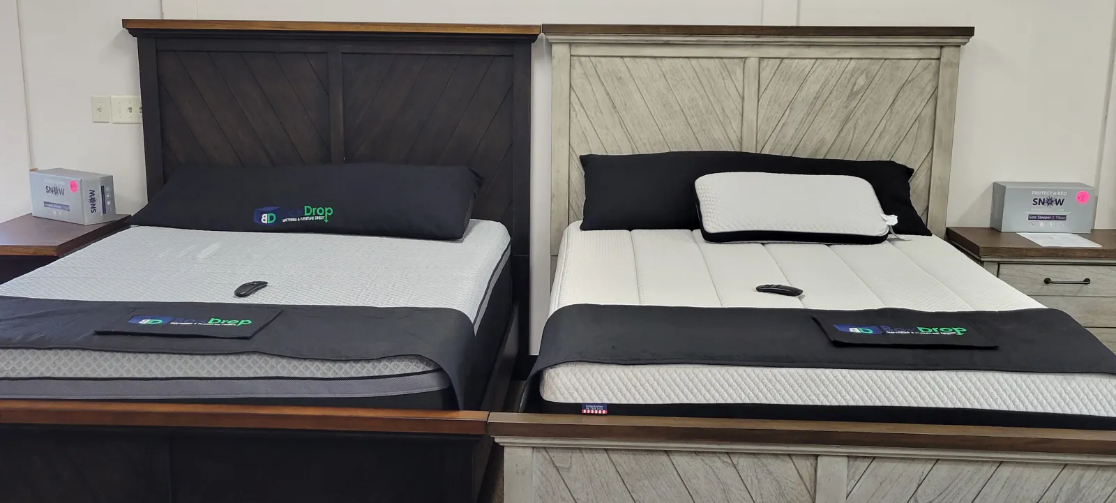 a bed with a laptop on it